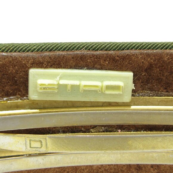 Auth ETRO - Dark Green Brown Gold Chemical Fiber Leather Hardware - Picture 4 of 6